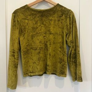 Baserange Crushed Velvet Long Sleeve Top in Mossy Chartreuse